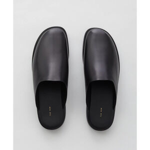 The Row Sabot Smooth Calfskin Leather Slipper Mules Flat Black Womens Size EU 38